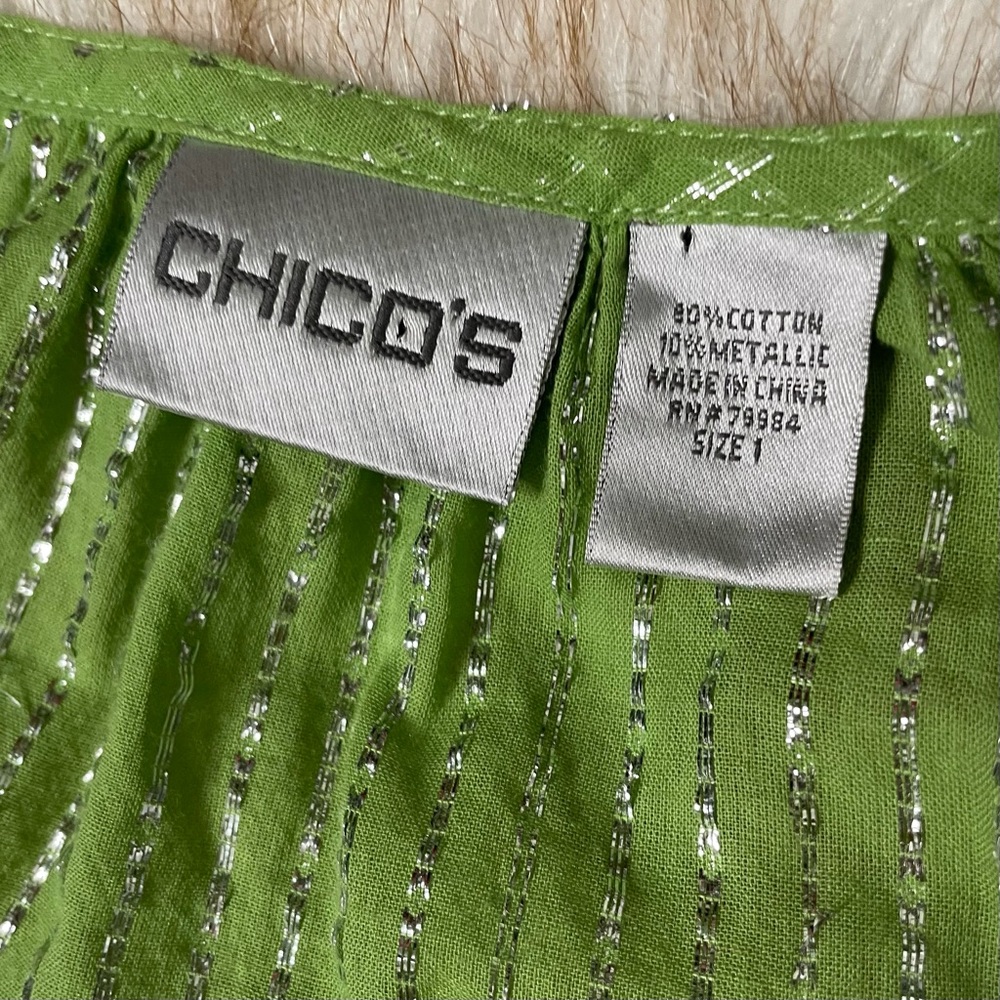 Chico’s Metallic Thread Button Down - image 4